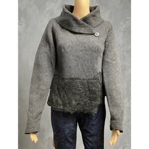 Maryline Cardigan Italian Wool Blend shawl collar Sweater Size Small